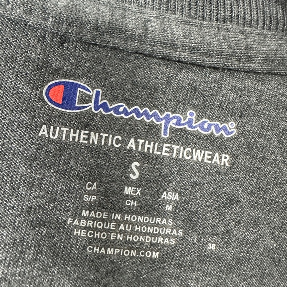 Champion Long Sleeve T-shirts gray script spell out sz S‎ - Picture 2 of 5